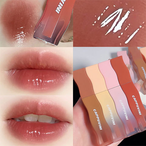 Cappuvini Vitality Clear Water Gloss Mirror Glass Women's Lipstick Affordable Student Milk Tea Lip Gloss