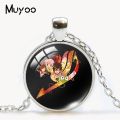 New Fairy Tail Anime Glass Dome Jewelry Pendants Fairy Tale Cartoon Patterns Handmade Zinc Alloy Necklace. 