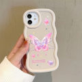 Hontinga for Vivo Y03 Y18 Y18E Y18S Back Cover Pink Butterfly Pattern Luxury Phone Cover Soft Silicone Macaron Wave Mobile Case. 