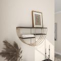3 Shelf Wood & Metal, Wall Shelf With Half Moon Shape, 28″ x 7″ x 15″, Gold Customized by Creative Decore. 