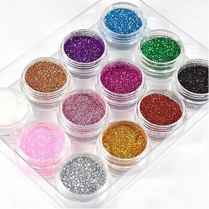 Pack of 12 Pcs Sparkling Dust Glitter Powder Eyeshadow – Makeup Glitter for Stunning Eye Looks