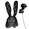 Black Lace Masquerade Mask Women Halloween Costume Party Rabbit Bunny Ears Lace Eye Mask Black. 