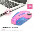 Breathing LED USB Wireless Optical Mouse 2400dpi Mute PC Laptop Computer 6 Buttons Gaming Mice for OW DVA overwatch Dropship. 