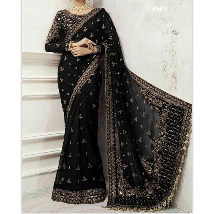 Fancy Heavy Net Embroidery Saree For Women