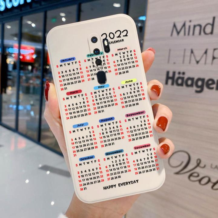 AKABEILA 2022 Calendar Phone Case for Oppo A9 2020 Oppo A11x CPH1937 Oppo A11 Oppo A5 2020 Back Cover Luxury Phone Case Square Soft Silicone Square Phone Cases