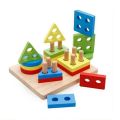 Lewo Wooden Puzzle Toddler Toys Shapes Sorter Preschool Geometric Blocks Stacking Games for Kids Geometric Shape Sorter Wooden Puzzles Teaching Geometric Shape Cognitive Matching Toys colorful. 