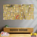 Golden LINES Acrylic Mirror 3D Wall Panels  Art For Living Room, Bedroom and Bathroom - Gifts Art. 