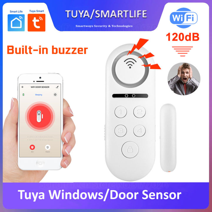 Tuya WiFi Smart Door Sensor with Built-in Alarm & Password Keypad | Wireless Security Sensor for Home & Office | Works with Smart Life App, Alexa & Google Assistant