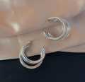 Earings for girls stylish -Thick Tri  hoop Tube Gold Color Hoops Earrings elegant  for party wear. 