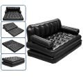 5 in 1 Inflatable Three Seater Queen Size Sofa Cum Bed Air Folding Bed Couch Blow up Mattress with Electronic Pump Portable Sofa (188x152x64 cm, Black) (Inflatable Sofa) (A1). 