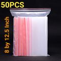 50PCS (8 by 12.5) Inch Size Resealable Air Tight Zip Lock Ziplock Shopper Transparent Plastic Seal Zipper Bags. 
