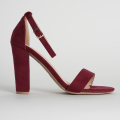Women Fashion Luxurious Maroon Suede Leather Block Heels Stylish & Comfortable. 