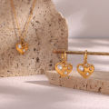 insFashion Personality Fashion Pendant Jewelry Women Irregular Zircon Peach Heart Pendant Earrings and Necklace Set. 