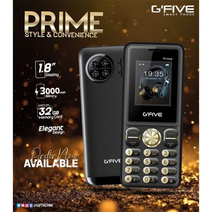 GFIVE Prime- 1.8" Inch Display - 3000 mAH Battery - Dual Sim - Any Colour
