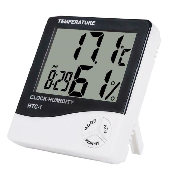 HTC-1 LCD Digital Thermometer Hygrometer Time Clock Car Indoor Outdoor Moisture Temperature Humidity Meter Tester Weather Sation