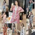 Multiple spring and summer ice silk Korean version short sleeved pants printed fat MM plus size women's sleepwear home suit set. 
