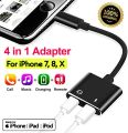 4 in 1 iPhone Dual Ports Gaming Converter Splitter Adapter Headphone Jack Cable Connector Compatible for iPhone 7/ 7 Plus 8/ 8 Plus / X. 