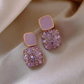 Women Vintage Square Earrings Fashion New Purple and white Square Geometric Earrings  Versatile Earrings. 