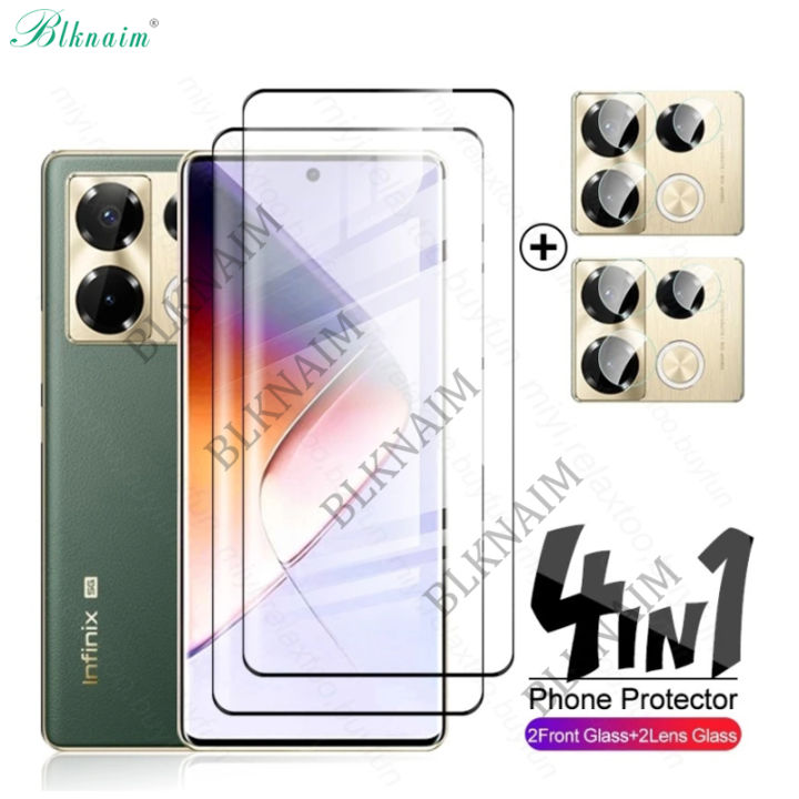 BLKNAIM 4IN1 For infinix Note 40 Glass 3D Screen Protector For infinix Note 40 Tempered Glass For 9H Lens Film
