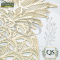 QS Gold Cutwork Pineapple Shape Placemats Pressed Vinyl Table Mat Washable Non-Slip Heat-Resistant Placemat for Dining Dressing Table Decor  26cm x 47cm - QS Bedding. 