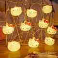 Hello Kitty Light String For Decoration For Bedroom And Children's Room 10 Lights USB + Cell Operated. 