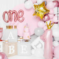 1st Birthday Foil Balloons For Baby Girl or Baby Boy Birthdays Decoration, First Happy Birthday Decor for Girls & Boys, Number 1 Year Balloon, Heart & Round 1st Birthday Little Boy Girl Mylar Baloon For Birth Day Decorations Party Supplies Set of 5 pieces. 