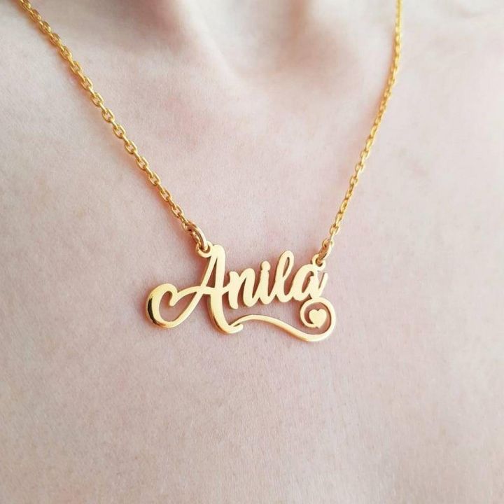 Customize Twirl Motif Heart Name Locket Design Any Name Pendant, Name Locket for girls