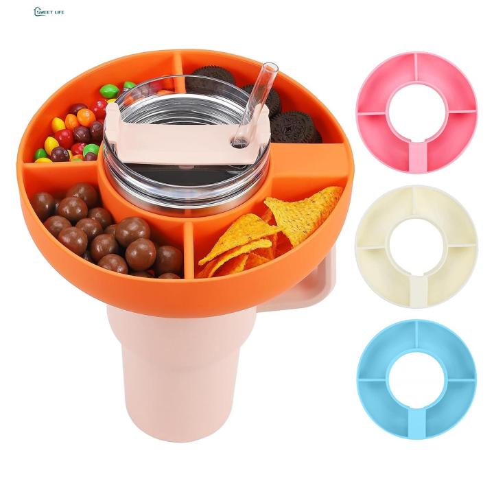 Car Snack Organizer 4-compartment Silicone Snack Ring for 40 Oz Cup ple Reusable Snack Container