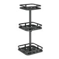 3 Tier Metal Countertop Kitchen Spice Rack Standing Corner Shelf Removable Seasoning Organizer Jars Bottle Storage Knife Utensils Holder with 3 Hooks, Black. 