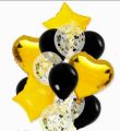14-Pack Assorted Heart and Star Shaped Foil Balloons with Confetti for Party Decorations - Unisex. 