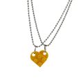 Two Piece Cute Brick Heart Pendant Necklace Design Lego Heart Necklace For Women Men Girl Boy Jewelry. 