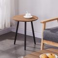 Wooden Round Side Tables Small Retro Coffee Table Sofa End Tables For Living Room. 