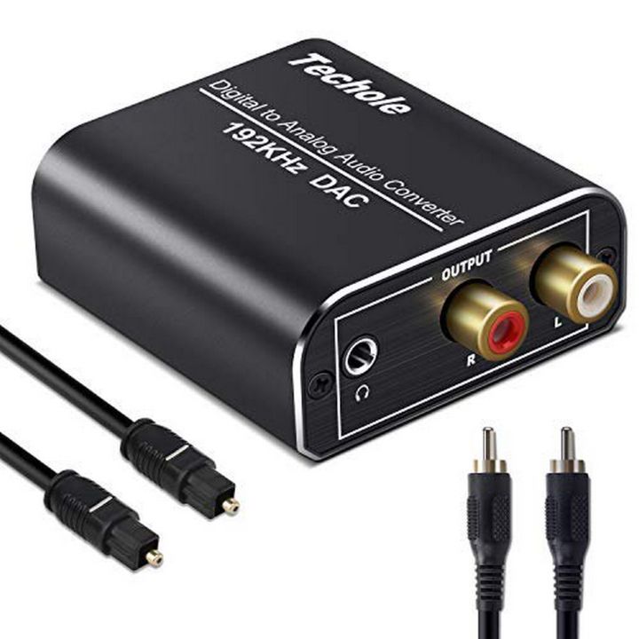 Techole (Original U.K Model: HS202)  Digital to Analog Audio Converter, 192kHz Aluminum Optical to RCA with Optical & Coaxial Cable