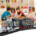 Classic Battery Operated Military Train Track Play Set Army Train Set With Flashlights, Sounds And Smoke. 