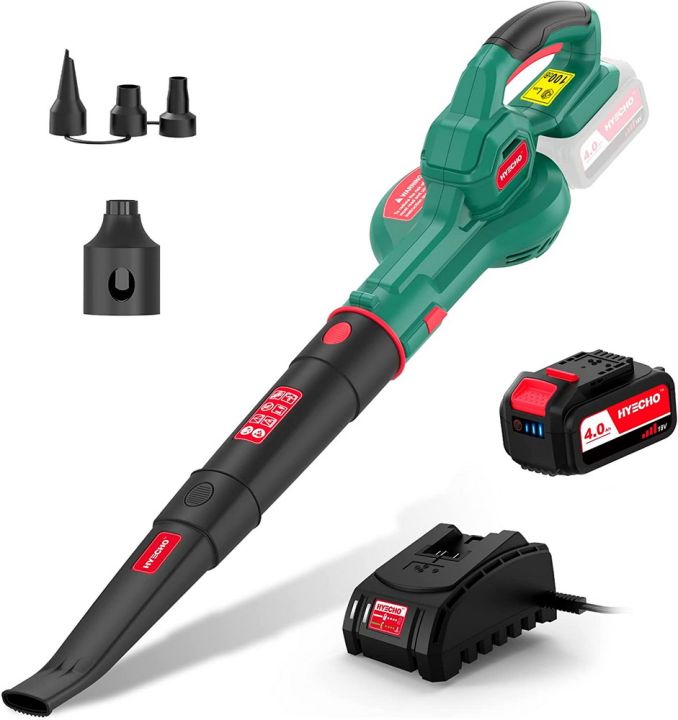 Portable Cordless Leaf Blower HY ECHO, 18V, 4.0AH, Garden Blower, Battery Blower, Electric Leaf Blower with Battery and Charger With Inflatable Function, Suitable for Leaves Blowing, Dust and Snow