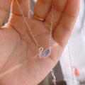 SNPQ Blue Pink Swan Necklace For Women Simple And Elegant Triangle Crystal Necklace Gift Boutique Jewelry Neck Chains Pendant. 
