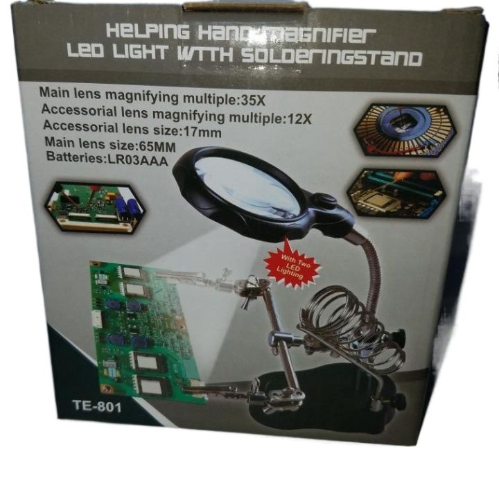 TE%20801%20Welding%20Magnifying%20Glass%202%20LED%20Auxiliary%20Clip%20Magnifier%203%20In%201%20Hand%20Soldering%20Solder%20Iron%20Stand%20Holder%20Station%20Soldering%20Helping%20Hand%20Soldering%20Stand%20Mobile%20Repairing%20Accessories%20-%20Image%204