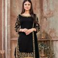 3pc Black and Gold Embroidered Traditional Chiffon Patiala Suit for Women/Girls AR-06. 