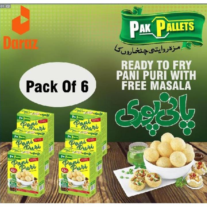 Pack Of 6 Pani Puri, Ready to fry Pani Puri, Spicy Gol Gappay, Homemade pani puris, Gol gappay with free pani masala, single box has almost 40 pallets