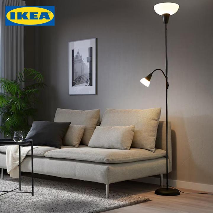 IKEA Uplight - Reading - Floor Lamp - Black With White Shade