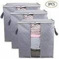 Pack of 3 - Cloth Storage Bags - Closet Organiser – Waterproof Cloth Storage Bag – Baby Zipper Cloth Storage Bag - Wardrobe Space Saver Bag – Portable Travelling Bag for Camping & Outdoor Use(Export Quality). 