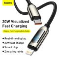 Baseus LED Display Fast Charging Cable USB Type C Nylon Braided Durable Data Cable. 