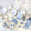 Boy Baby Shower Candy Stickers, Blue Chocolate Drops Labels - 100 Count. 