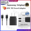 【MigaPlaza】 Samsung Travel Charger Adapter Original 25W PD Fast Charger Adapter Whit USB-C to USB-C Cable For S20 Note 10 10+【 EP-TA800XBEGGB】. 