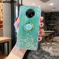 Casinglee for Huawei Y9A case Shiny Ring Glitter Soft Transparent Holder Stand Back cover with String for Huawei Y9A Phone cases cover Stars Moon Girls. 