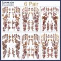 6 Pairs - Removable Mehndi / Henna Classic Design Glitter Sticker Tattoo for EID & Wedding Functions. 