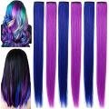 6Pcs Hair Extensions for Women Blue & Purple. 