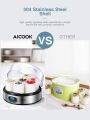 AICOOK Automatic Digital Yogurt Maker, EP2305 Timer Control & LCD Display, 304 Stainless Steel Body 7*200ml Glass Jar 1400ml Adjustable Timer And Auto Switch-Off Easy to Use and Clean, For Home made Yoghurt.. 