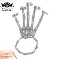 Carat Punk Skeleton Hand Bone Five-finger Ring Bracelet with Adjustable Chain Trendy Versatile Accessory for Southeast Asian Buyers. 