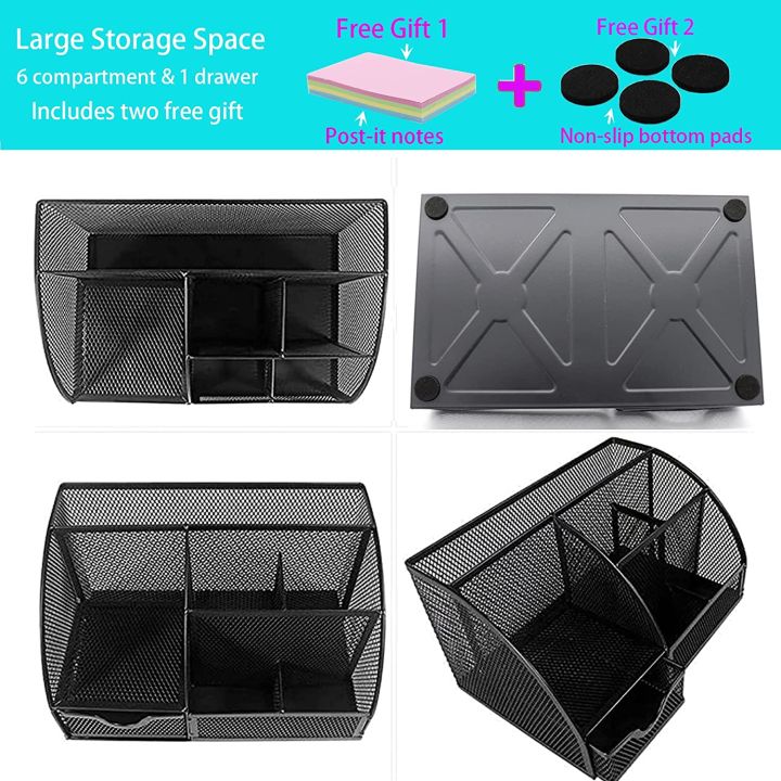 Desk%20Organizers,%20Metal%20Mesh%20Stationery%20Desktop%20Organizer,%20Pen%20Holder%20Desk%20Organizer%20and%20Storage%20Office%20Supplies%20Desk%20Accessories%20Essentials%20Caddy%20with%20Drawer%20for%20Home,%20Office,%20School%20(Black)%20-%20Image%205